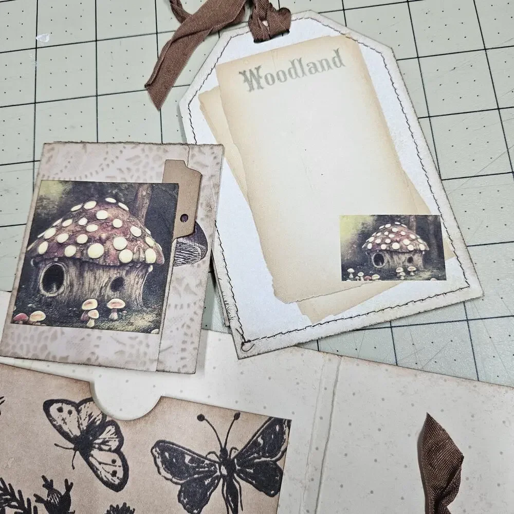 2 Handmade Junk Journals with Pockets Pullouts Bees Mushrooms Woodland Ephemera/
